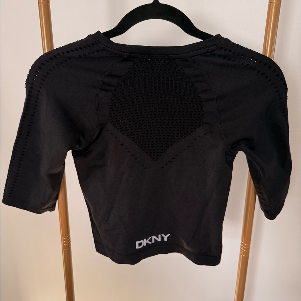 DKNY Black Textured Sports Top